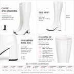 Women's Knee High Gogo Boots Block Heel Square Toe Disco Style – sole and heel detail