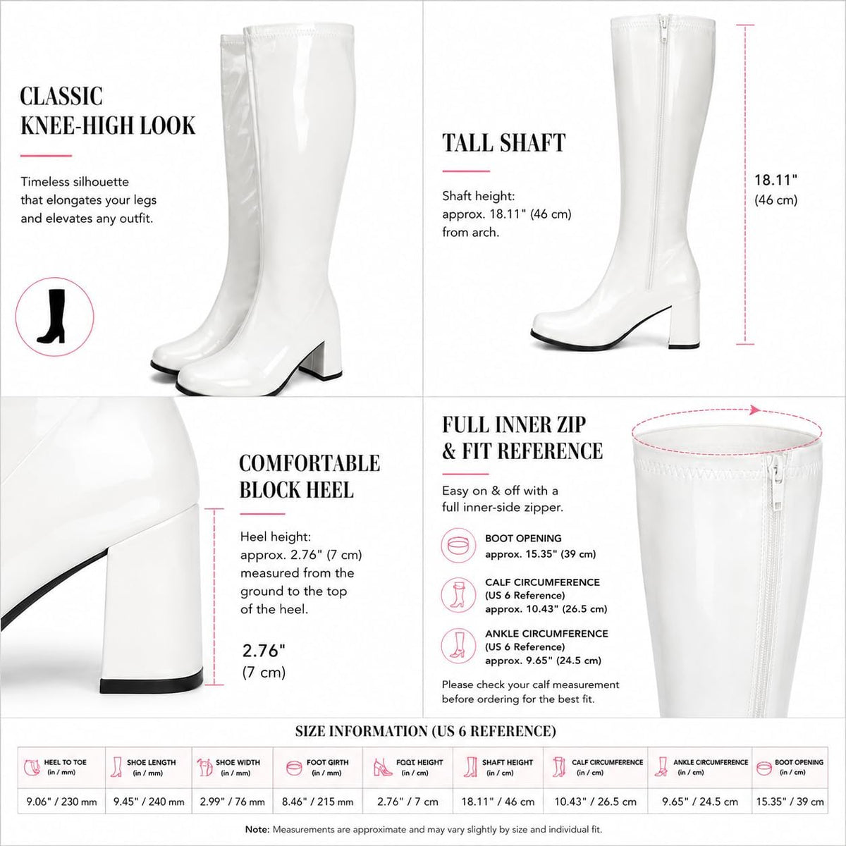Women's Knee High Gogo Boots Block Heel Square Toe Disco Style – sole and heel detail