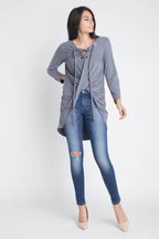 Women's Lace Up Wrap Long Sleeve Top - VacationGrabs
