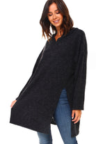 Women's Sweaters Women's Long Hooded Slit Sweater