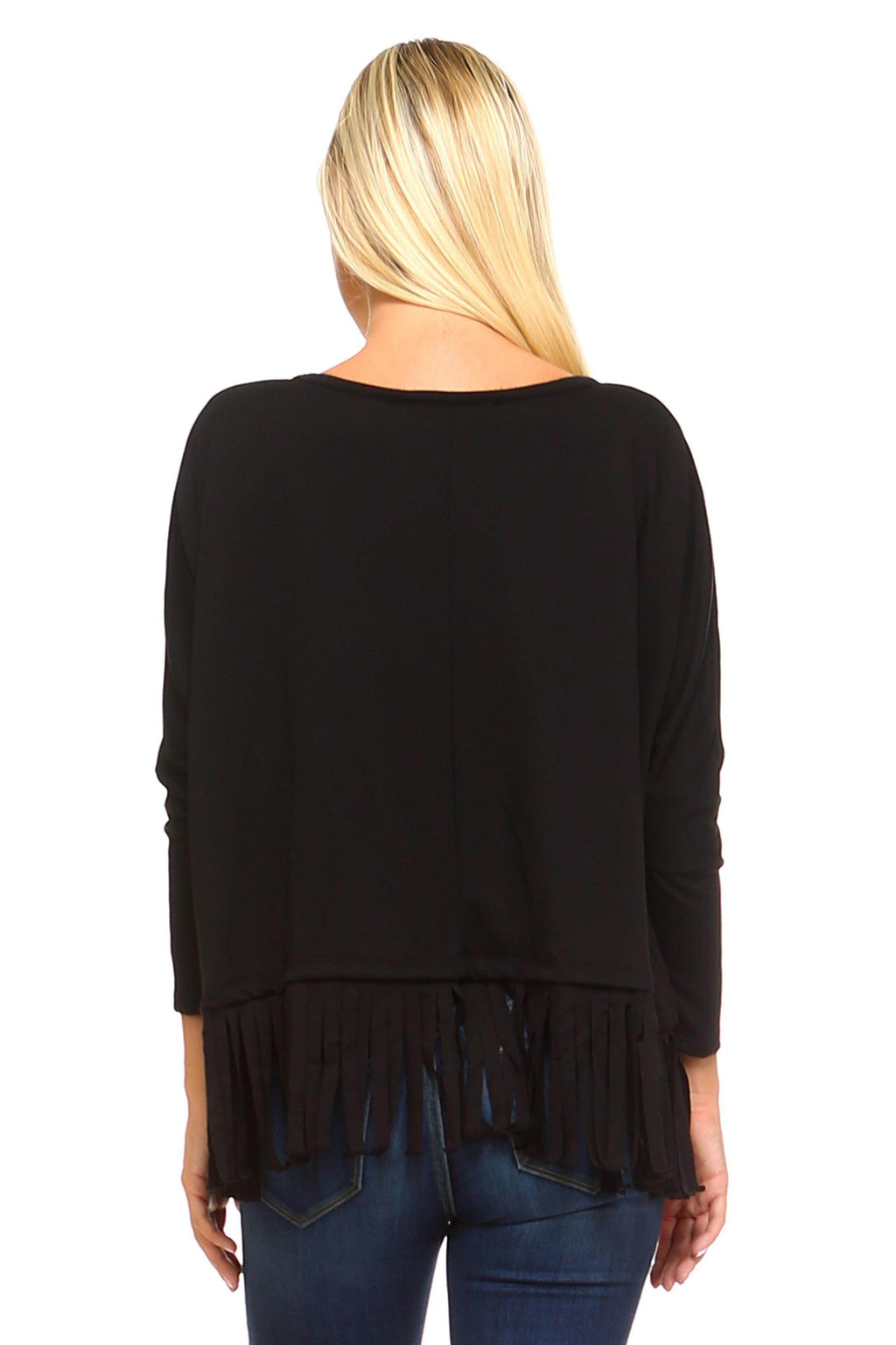 Women's Long Sleeve Fringe Top - VacationGrabs