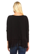 Women's Long Sleeve Fringe Top - VacationGrabs