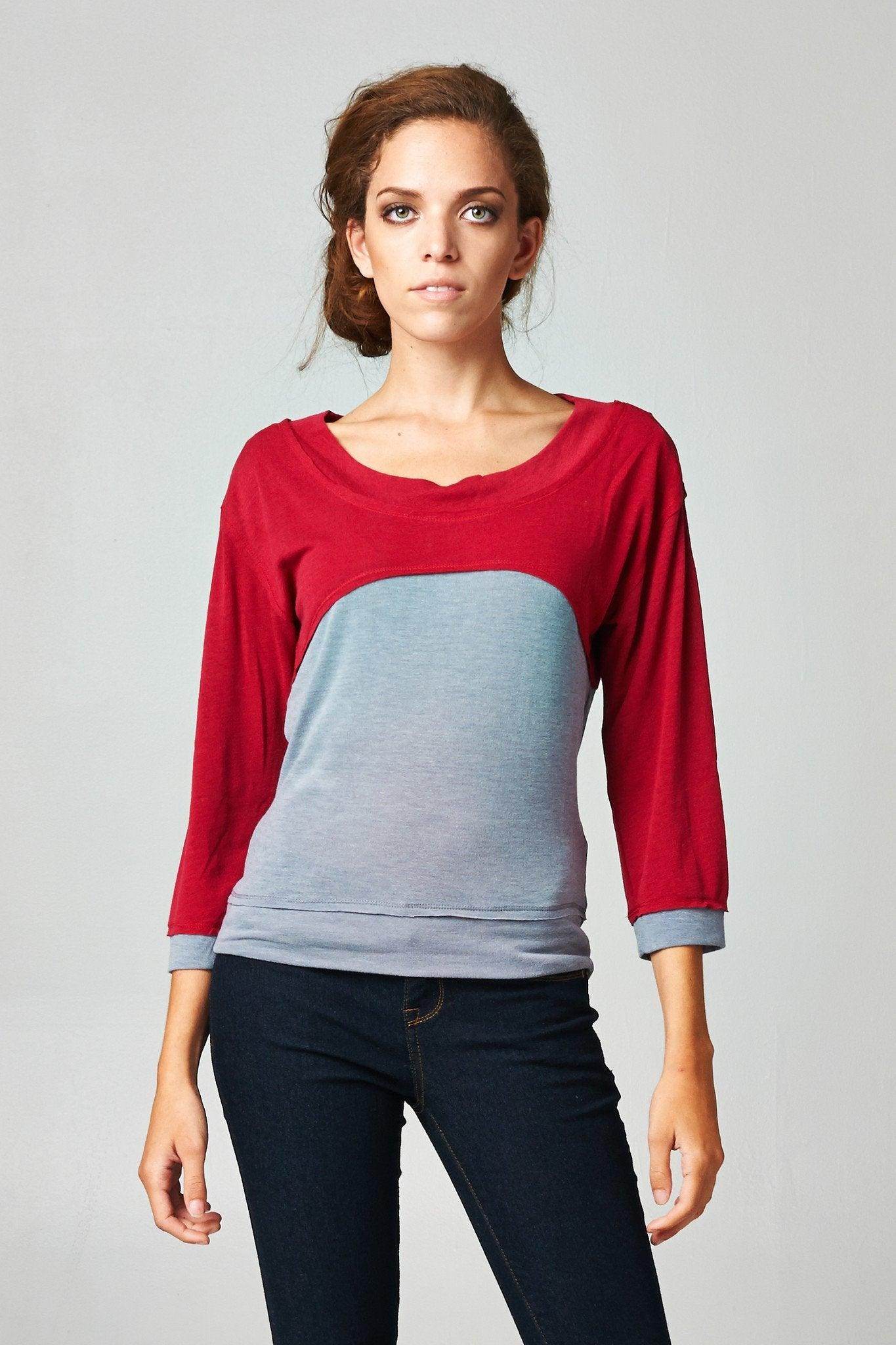 Women's Long Sleeve Jersey Color Block Tee - VacationGrabs