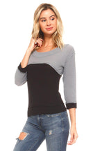 Women's Long Sleeve Jersey Color Block Tee - VacationGrabs