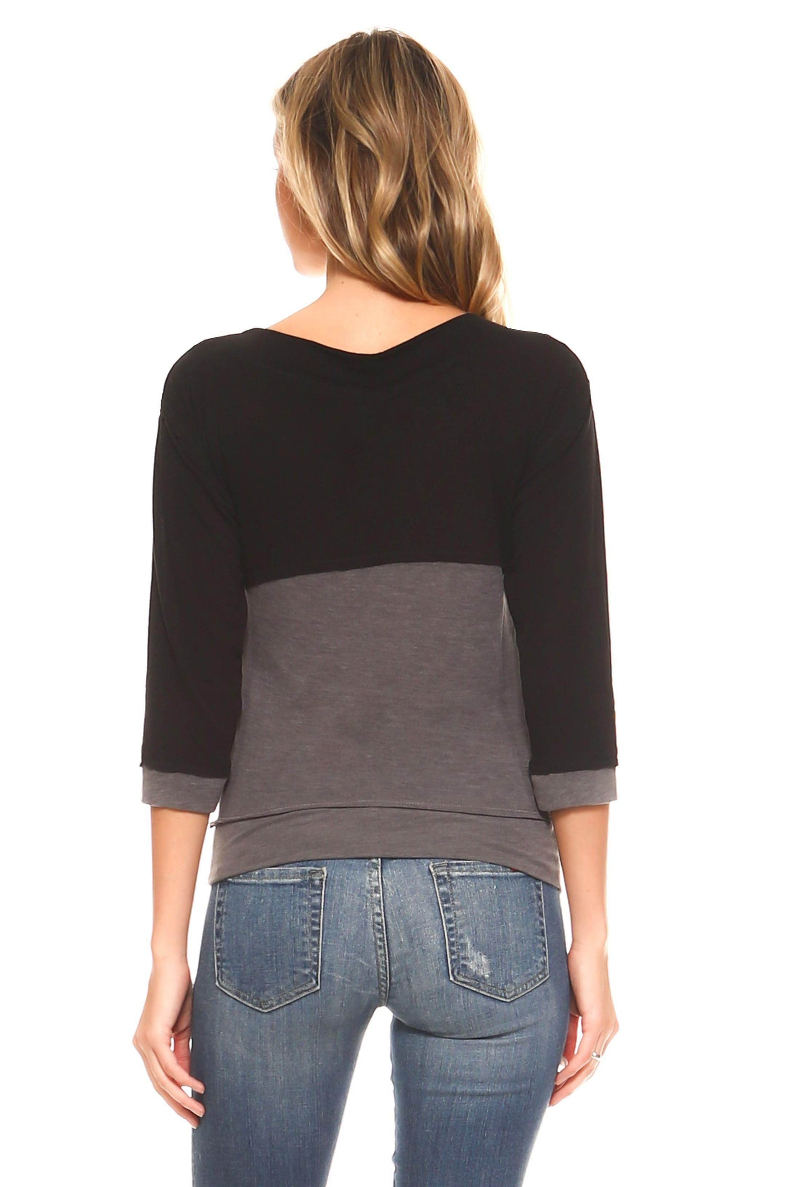 Women's Long Sleeve Jersey Color Block Tee - VacationGrabs