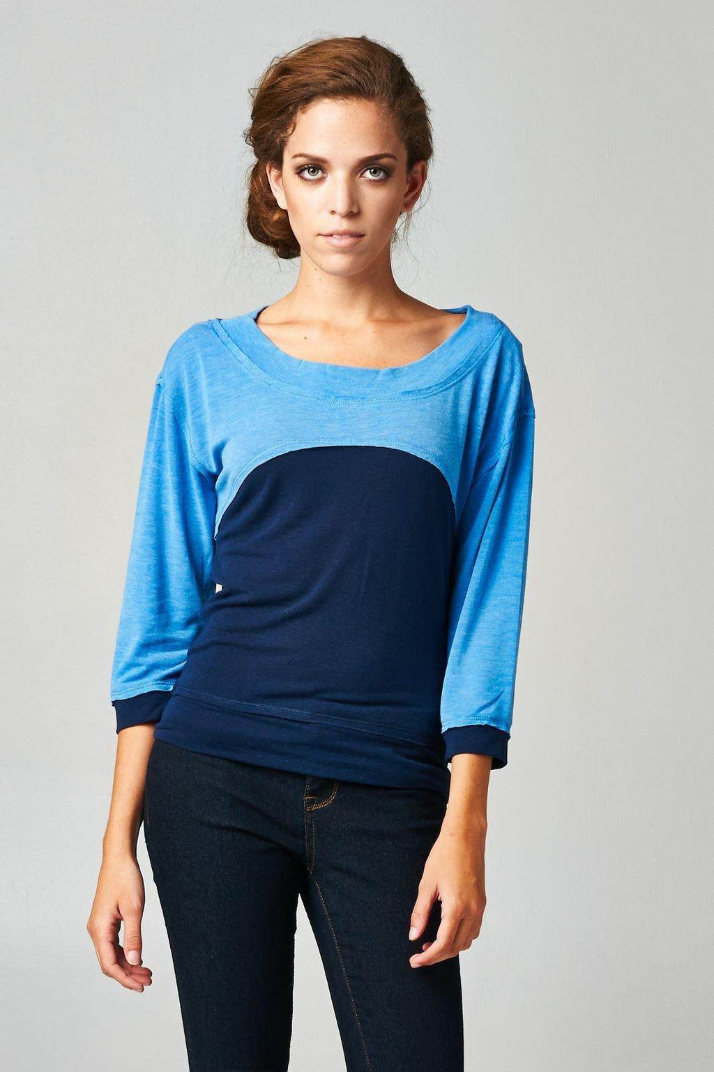 Women's Long Sleeve Jersey Color Block Tee - VacationGrabs