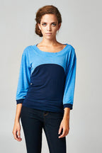 Women's Long Sleeve Jersey Color Block Tee - VacationGrabs