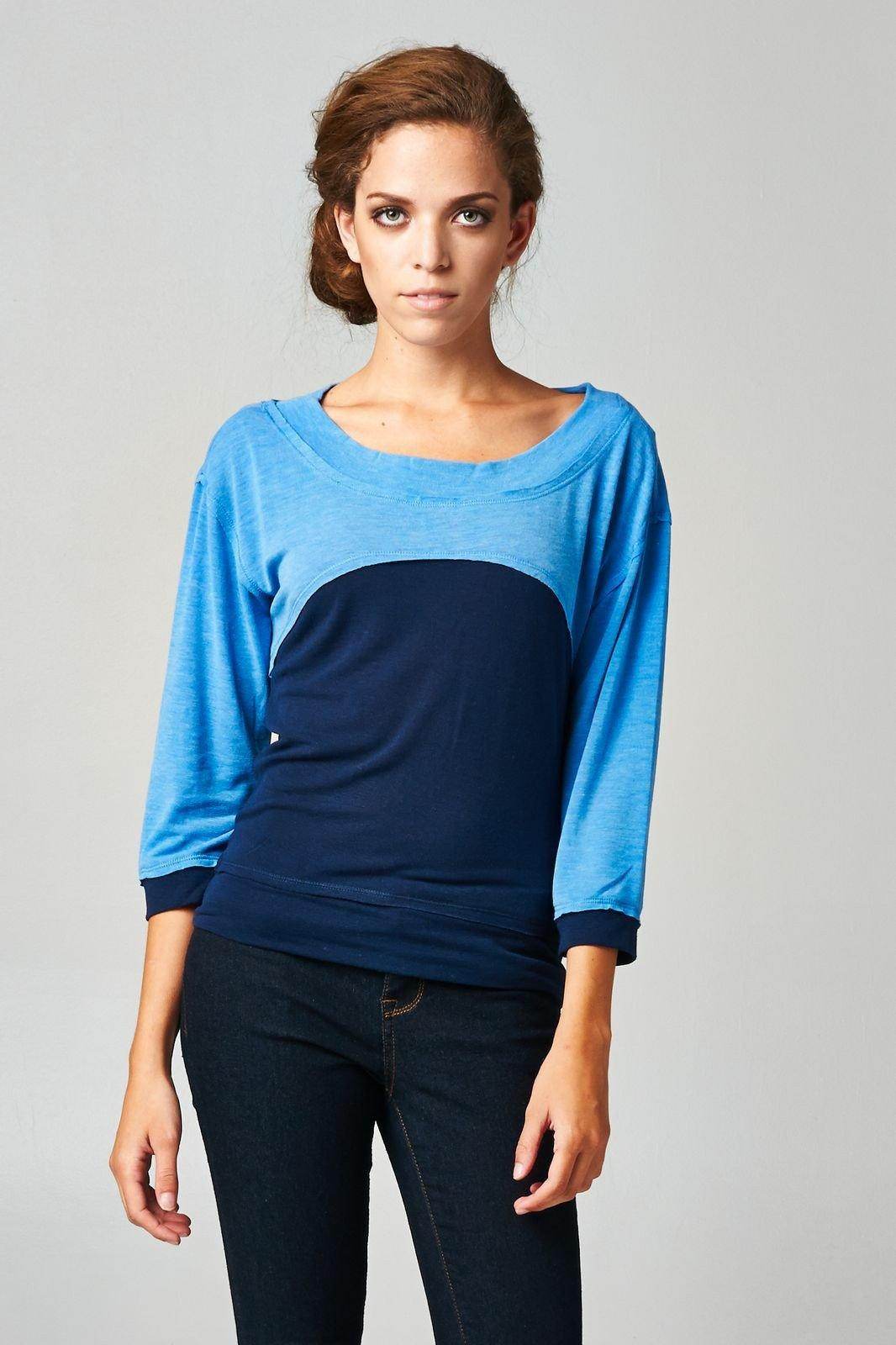 Women's Long Sleeve Jersey Color Block Tee - VacationGrabs