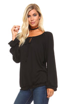 Women's Shirts Women's Long Sleeve Solid Peasant Top