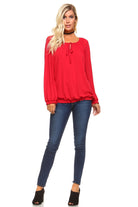 Women's Shirts Women's Long Sleeve Solid Peasant Top