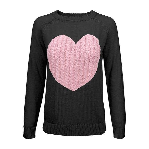 Women's Sweaters Women's Love Heart Jacquard Round Neck Pullover Sweater