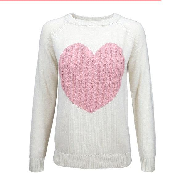 Women's Sweaters Women's Love Heart Jacquard Round Neck Pullover Sweater