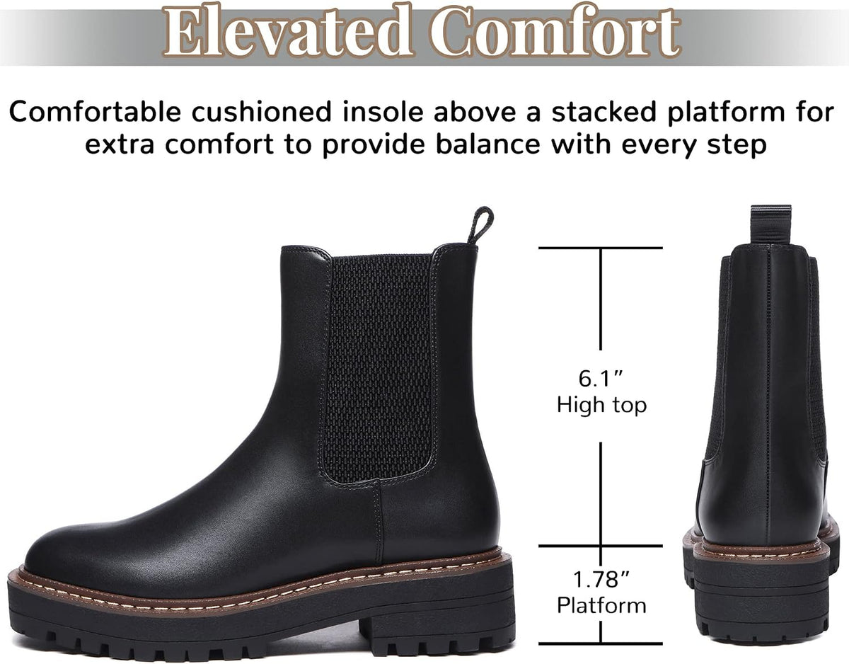 Women's low Heel Chelsea Platform Ankle Boots – 3/4 angle view