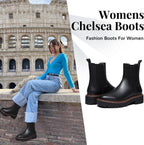 Women's low Heel Chelsea Platform Ankle Boots – back view