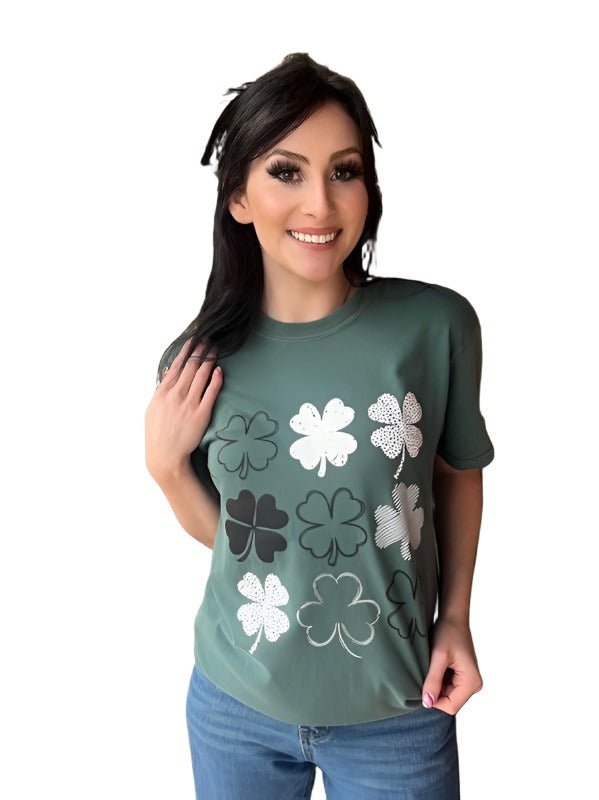 Women's Sweatshirts & Hoodies Women's Multi 4 Leaf Clover Tee Shirt