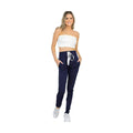 Women's Navy White Single Strip Track Pants - VacationGrabs