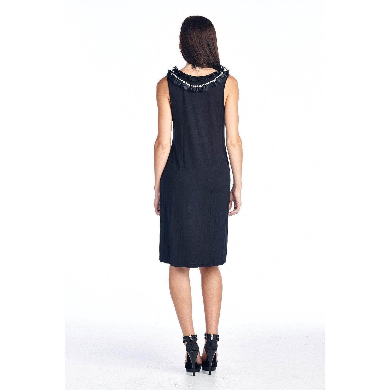 Women's Pearl Neck Trim Tank Dress - VacationGrabs