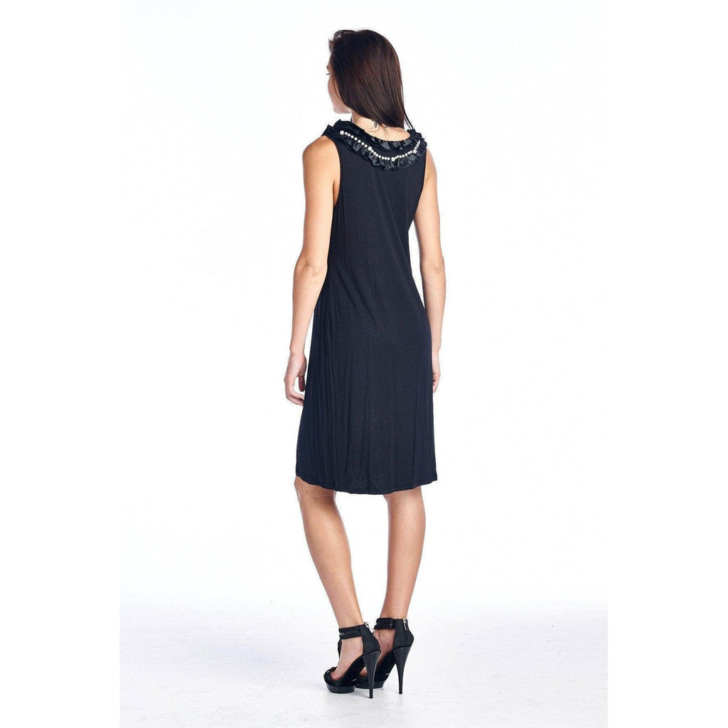 Women's Pearl Neck Trim Tank Dress - VacationGrabs