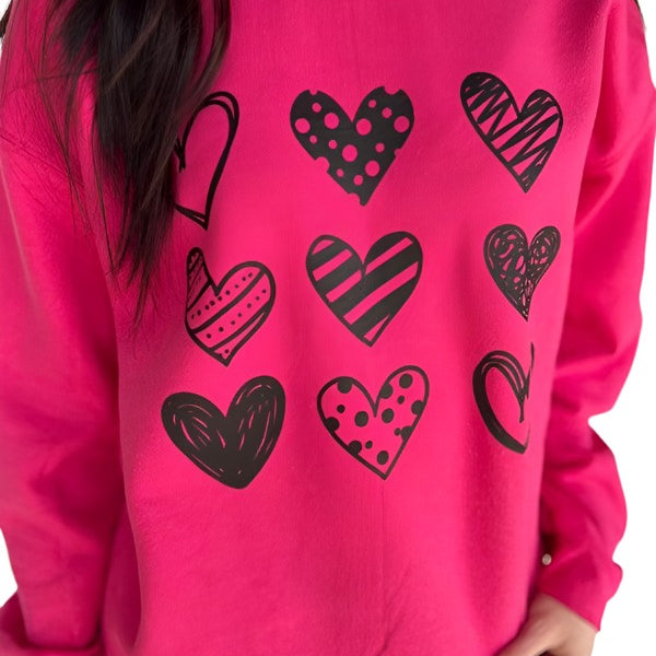Women's Sweatshirts & Hoodies Women's Plus Size Multi Hearts Sweatshirt