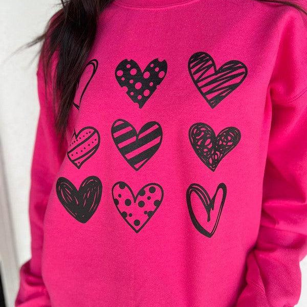 Women's Sweatshirts & Hoodies Women's Plus Size Multi Hearts Sweatshirt
