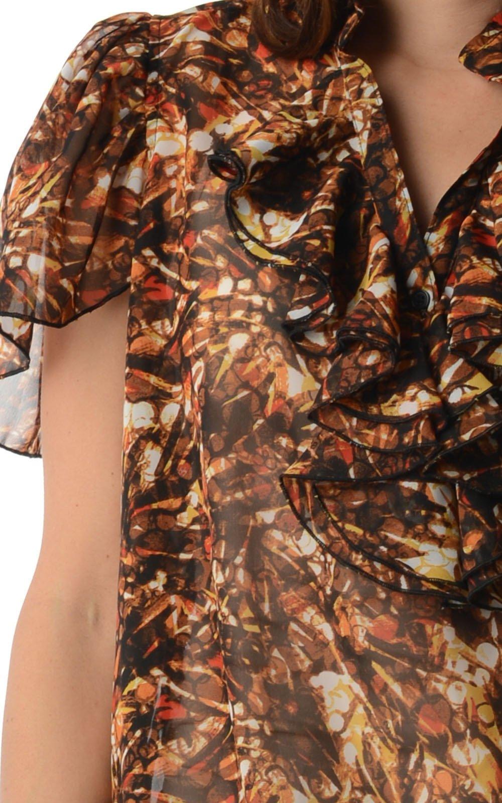 Women's Shirts Women's Printed Chiffon Smocked Waist Ruffle Top