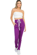 Women's Purple White Single Strip Track Pants - VacationGrabs