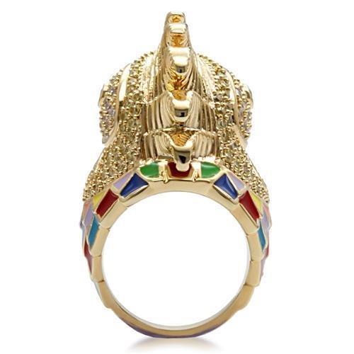 Women's Jewelry - Rings Women's Rings - 1W087 - Gold Brass Ring with AAA Grade CZ in Multi Color