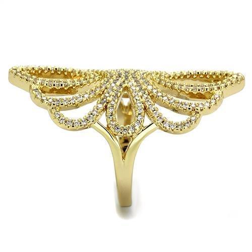 Women's Jewelry - Rings Women's Rings - 3W1274 - Gold Brass Ring with AAA Grade CZ in Clear