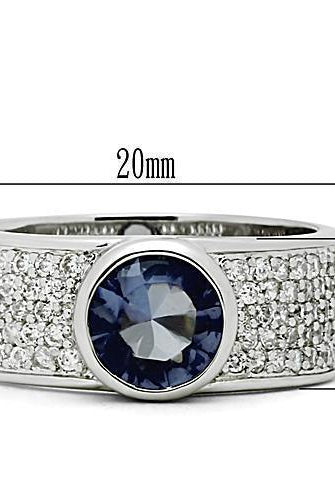 Women's Jewelry - Rings Women's Rings - 3W146 - Rhodium Brass Ring with Synthetic Synthetic Glass in Light Sapphire