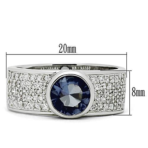Women's Jewelry - Rings Women's Rings - 3W146 - Rhodium Brass Ring with Synthetic Synthetic Glass in Light Sapphire