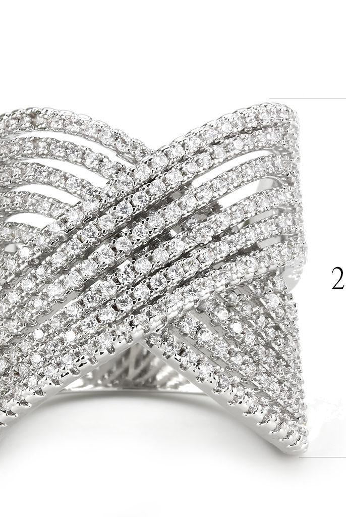 Women's Jewelry - Rings Women's Rings - 3W1539 - Rhodium Brass Ring with AAA Grade CZ in Clear