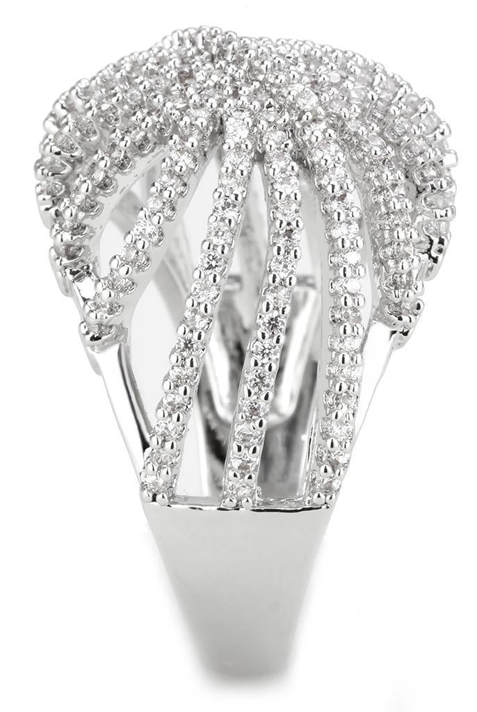 Women's Jewelry - Rings Women's Rings - 3W1547 - Rhodium Brass Ring with AAA Grade CZ in Clear
