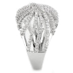 Elegant statement ring for women with a unique open design and sparkling silver finish