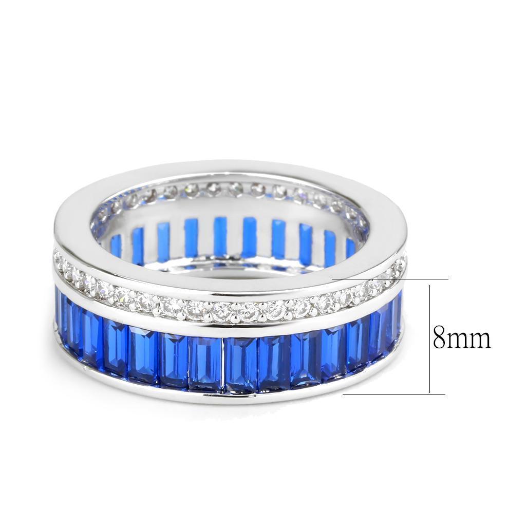 Women's Jewelry - Rings Women's Rings - 3W1568 - Rhodium Brass Ring with Synthetic Spinel in London Blue