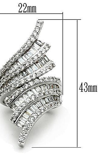 Women's Jewelry - Rings Women's Rings - 3W161 - Rhodium Brass Ring with AAA Grade CZ in Clear