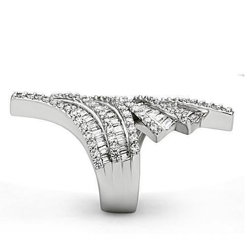 Women's Jewelry - Rings Women's Rings - 3W161 - Rhodium Brass Ring with AAA Grade CZ in Clear