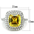 Women's Jewelry - Rings Women's Rings - 3W760 - Rhodium Brass Ring with AAA Grade CZ in Topaz