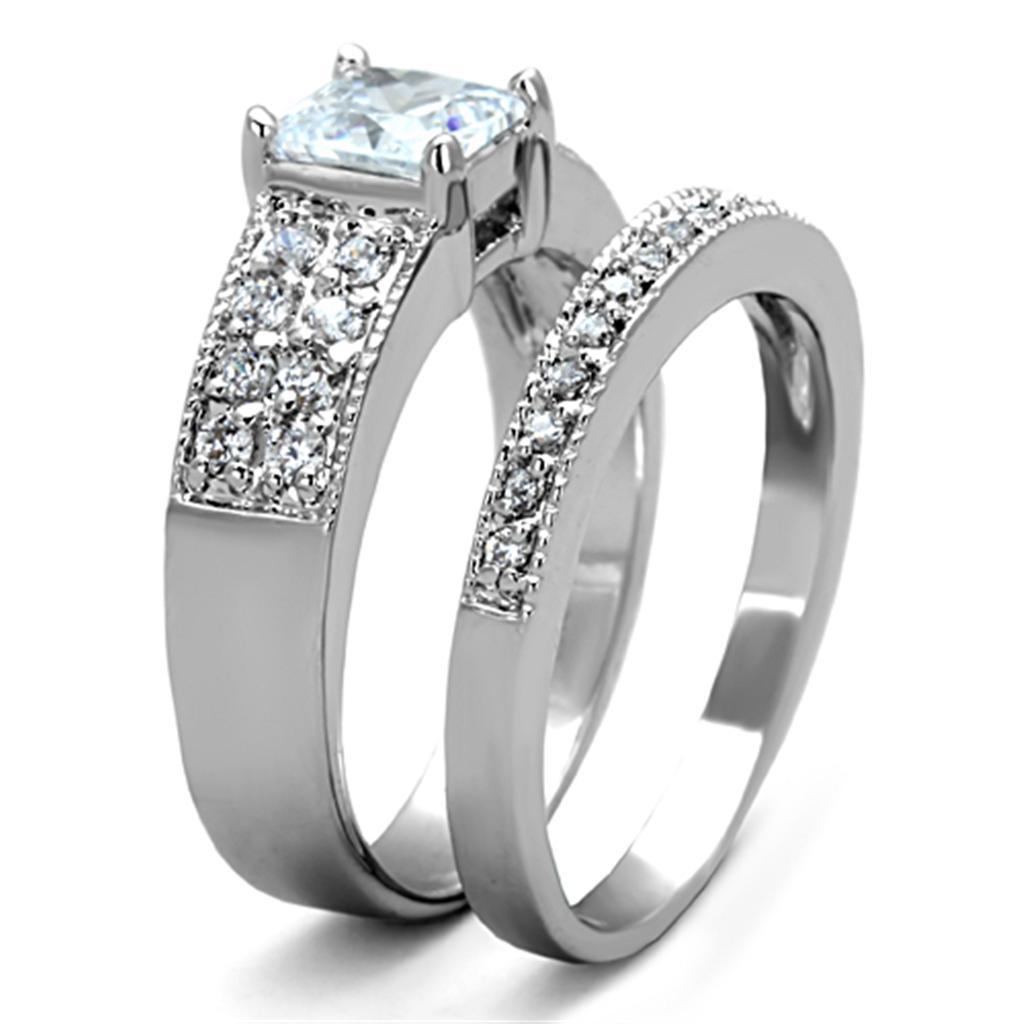 Women's Jewelry - Rings Women's Rings - 3W817 - Rhodium Brass Ring with AAA Grade CZ in Clear