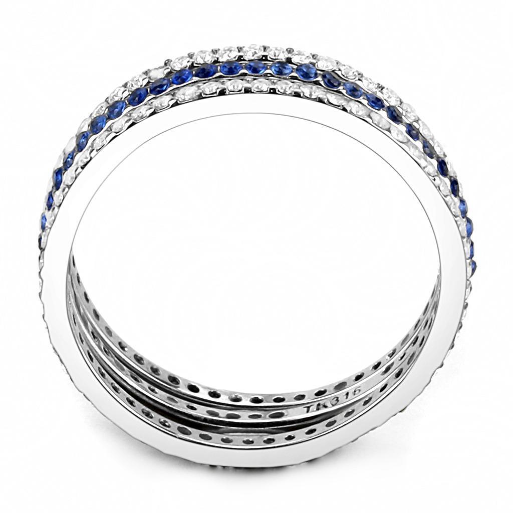Women's Jewelry - Rings Women's Rings - DA066 - High polished (no plating) Stainless Steel Ring with AAA Grade CZ in London Blue