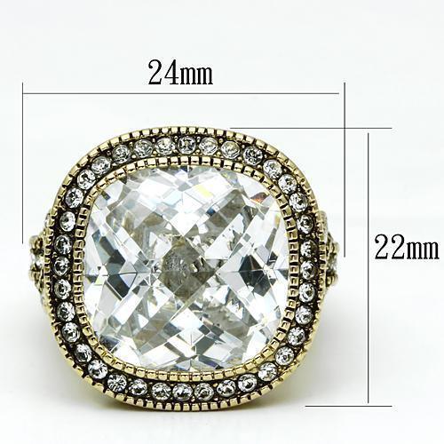 Women's Jewelry - Rings Women's Rings - LO2436 - Gold Brass Ring with AAA Grade CZ in Clear