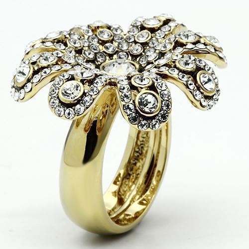 Women's Jewelry - Rings Women's Rings - LO2465 - Gold Brass Ring with Top Grade Crystal in Clear
