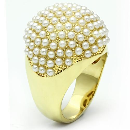 Women's Jewelry - Rings Women's Rings - LO2471 - Gold Brass Ring with Synthetic Pearl in White