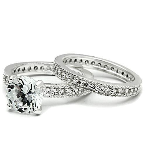 Women's Jewelry - Rings Women's Rings - LOS527 - Rhodium 925 Sterling Silver Ring with AAA Grade CZ in Clear