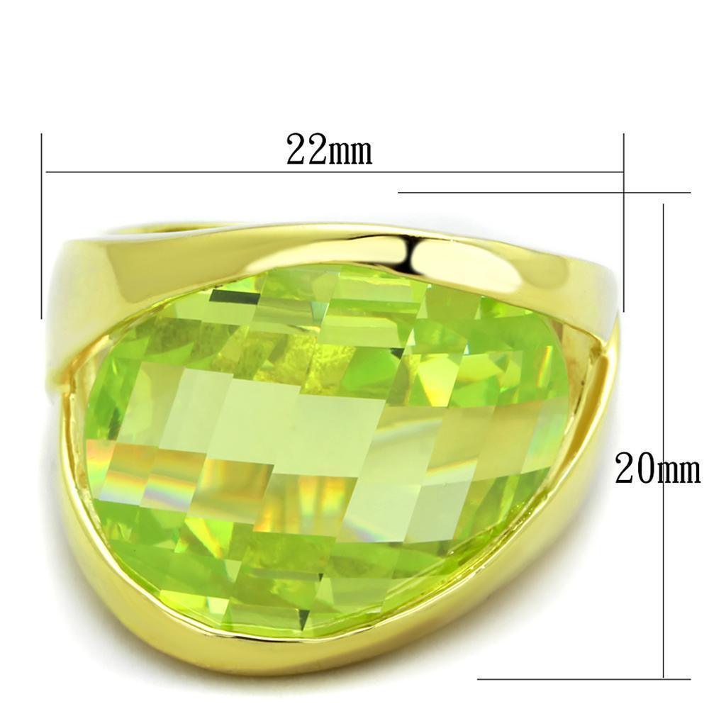 Women's Jewelry - Rings Women's Rings - LOS823 - Gold 925 Sterling Silver Ring with Synthetic Synthetic Glass in Apple Green color