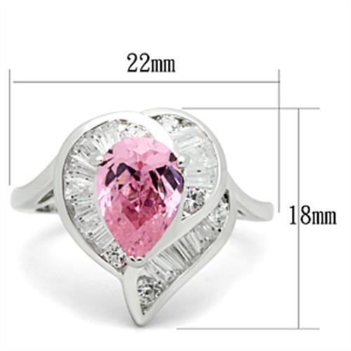 Women's Jewelry - Rings Women's Rings - SS011 - Silver 925 Sterling Silver Ring with AAA Grade CZ in Rose