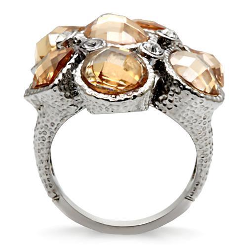 Women's Jewelry - Rings Women's Rings - TK044 - High polished (no plating) Stainless Steel Ring with AAA Grade CZ in Champagne