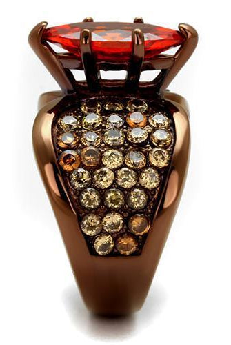 Women's Jewelry - Rings Women's Rings - TK1548LC - IP Coffee light Stainless Steel Ring with AAA Grade CZ in Orange