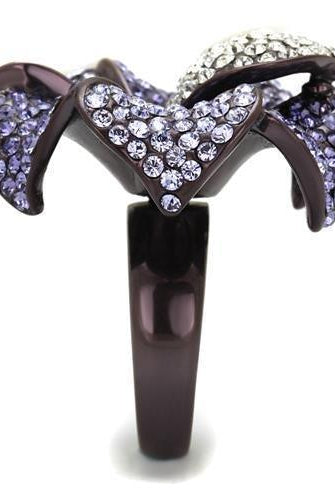 Women's Jewelry - Rings Women's Rings - TK1618DC - IP Dark Brown (IP coffee) Stainless Steel Ring with Top Grade Crystal in Multi Color