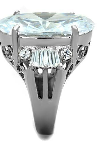 Women's Jewelry - Rings Women's Rings - TK1747 - High polished (no plating) Stainless Steel Ring with AAA Grade CZ in Clear