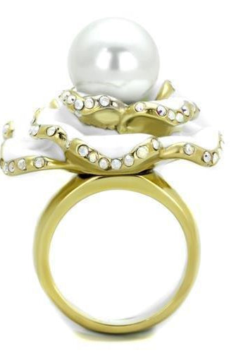 Women's Jewelry - Rings Women's Rings - TK1847 - IP Gold(Ion Plating) Stainless Steel Ring with Synthetic Pearl in White